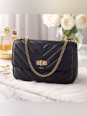 NWT DKNY VERONICA LG Crossbody Quilted Flap Shoulder Bag Chain Strap